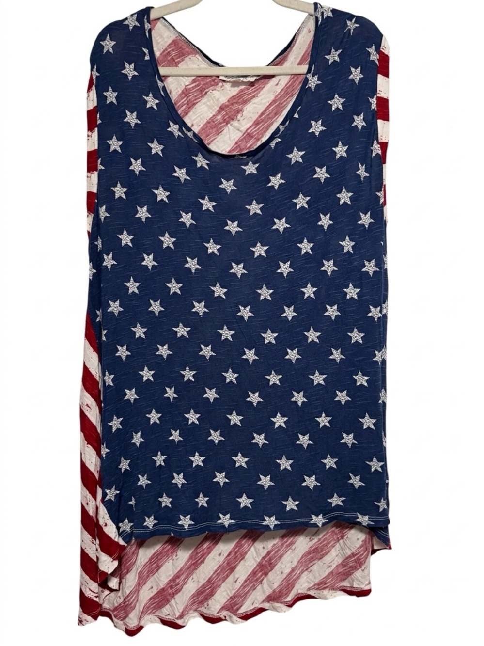 Cloud Chaser American Flag Tank Top High Low Stars Stripes Patriotic Festival 2X